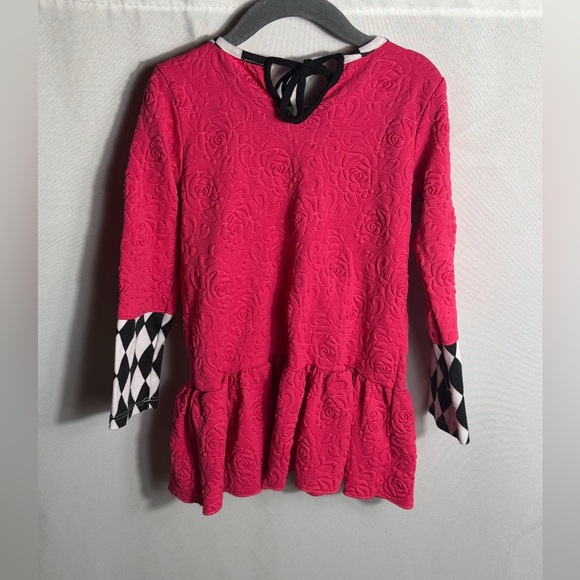 Mia Belle Pink Embossed Heart Harlequin Peplum Dress Girls Size 6Y - Picture 4 of 8